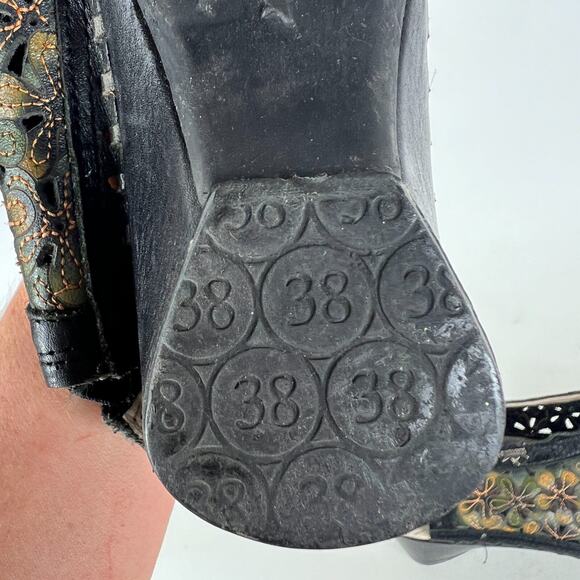 Pikolinos Slingback Sandals Women's 7.5 Multicolor Leather Floral Almond Toe - Picture 10 of 10